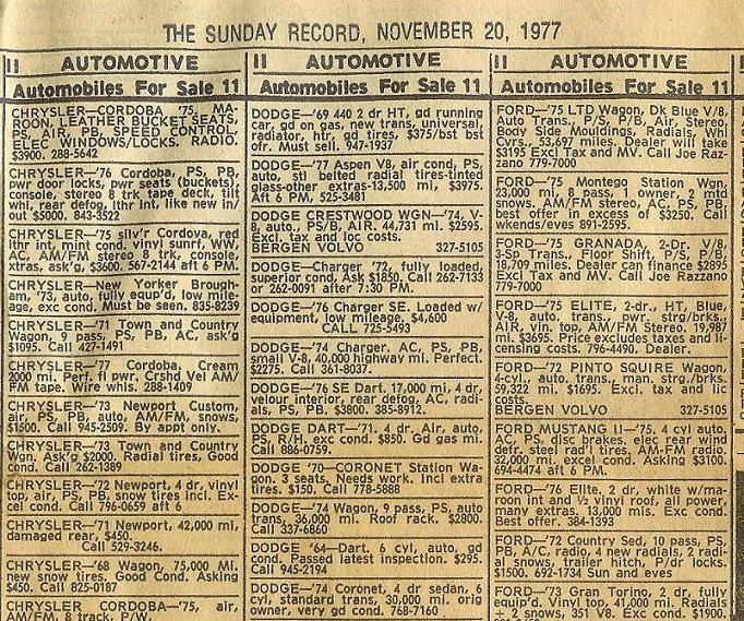 Old Newspaper Classified Ads From 1977